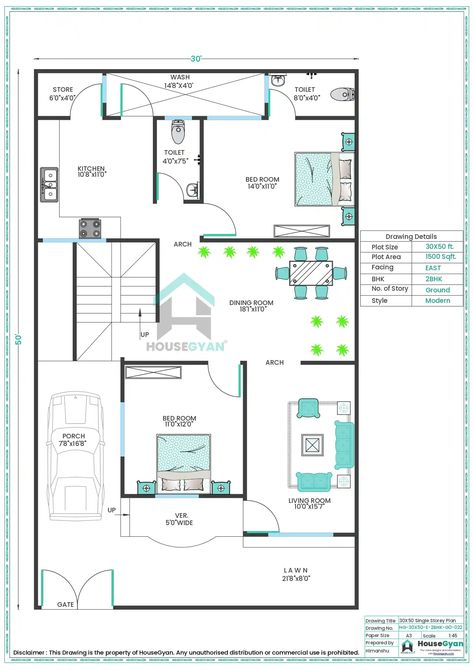 30X50 East Facing 2BHK Ground Floor House Plan | 1500 Sqft Plot Floor Plan Ground Floor House, 30x50 House Plans, Sorry Images, Floor Plans 2 Story, Party Logo, House Drawing, Diy Home Repair, Home Loans, Maximize Space