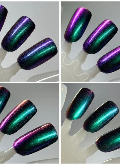 Not Crying - Purple/Green/Blue/Gold Multichrome Nail Polish Ultra shifty multichrome with shifts of purple, green, blue, and gold. Purple Green Chrome Nails, Purple Blue Green Nails, Purple Blue Chrome Nails, Green And Purple Nails Ideas, Green Purple Nails, Purple Green Nails, Multichrome Nails, Green And Purple Nails, Purple And Green Nails