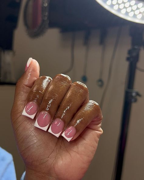 Short Frenchies, Short French Tip Nails, Birthday Nail Designs, Overlay Nails, Nail Prices, Claw Nails, White Acrylic Nails, Girly Acrylic Nails, Short Square Acrylic Nails