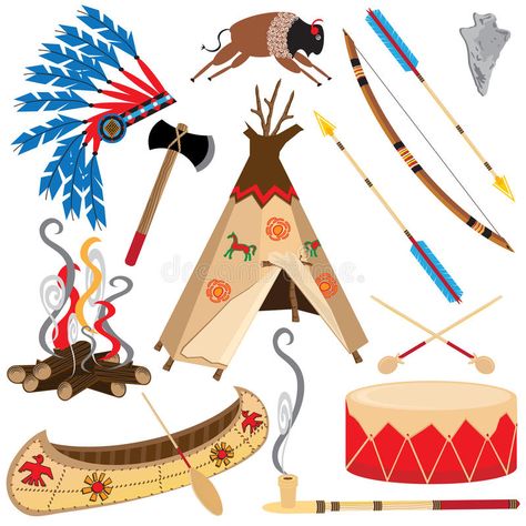 Indian Objects, Indian Clipart, Teepee Pattern, Indian Project, Indian Pictures, American Theme, Cardboard Art, Native American Art, Free Vector Art