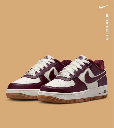 Brown Air Force 1, Air Force 1 Brown, Varsity Jacket Style, Maroon Nike, Sneaker Closet, Air Force 1s, Team Red, Room Closet, Nike Air Force 1 Low