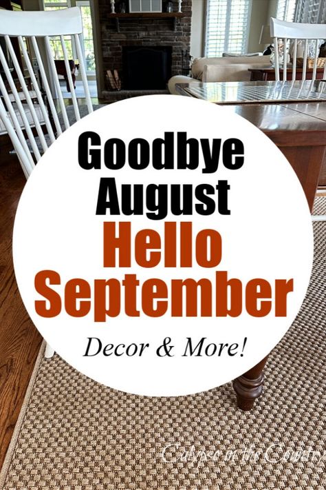 White kitchen chair and seagrass rug. September Decorating Ideas, Simple Fall Decor Ideas For The Home, Goodbye August Hello September, August Hello, Goodbye August, Ways To Say Goodbye, Welcome September, Simple Decorating, Fall Vignettes