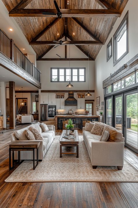 0_2 Barndominium Ideas Back Porch, Western Style Barndominium, Affordable Barndominium Interior, Barndominium Cement Floors, Bardiminium House Interior, Barndominion Interior, Modern Farmhouse Barndominium Interior, Metal House Interior, Barndominium Living Room Ideas