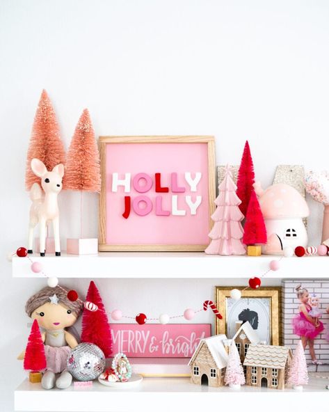 I'm in love with our little girls Christmas bedroom decor and I'm sharing all the details with you here! This adorable rose gold tree in the perfect girly touch, along with pink bottle brush trees and holiday bedding. #christmas #christmasdecor #christmastree #holidaydecor #girlsbedroom #girlsbedroomdecor #girlsroom #kidsdecor Girls Christmas Bedroom, Kids Christmas Bedroom, Pink Christmas Bedroom, Pink And Red Christmas, Red Christmas Decorations, Christmas Bedroom Decor, Pink Xmas, Pink Christmas Decorations, Christmas Bedding