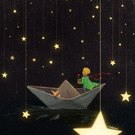 The Little Prince Illustration, Prince Art, Corel Painter, Paper Boat, The Little Prince, Little Prince, Scenery Wallpaper, A Blessing, Aesthetic Art