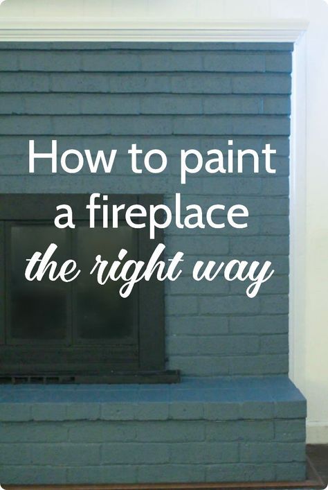 How to paint a brick fireplace the right way.  Easy step-by-step tutorial and the best paints to use for great results. Best Paint For Fireplace Bricks, Best Paint For Brick Fireplace, Blue Painted Fireplace Brick, Blue Painted Brick Fireplace, Blue Brick Fireplace, Fireplace Paint Colors, Homey Cottage, Chimney Ideas, Painting Fireplace