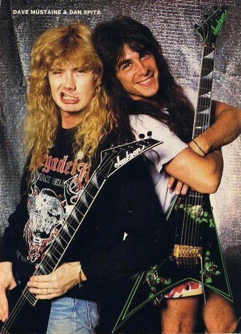 Dave Mustaine and Dan Spitz Dan Spitz, 80s Metal Bands, Black Label Society, Zakk Wylde, Dave Mustaine, Best Guitarist, Sweet Hearts, Extreme Metal, Heavy Metal Music