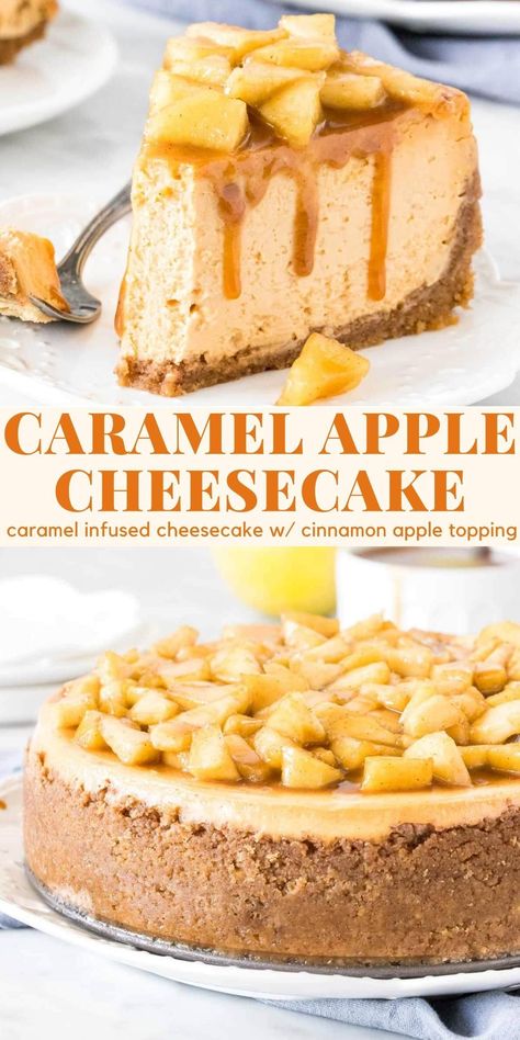 Apple Cheesecake Recipes, Apple Topping, Fall Baking Recipes, Caramel Apple Cheesecake, Apple Cheesecake, Apple Dessert, Tart Baking, Cheesecake Filling, Recipes Christmas