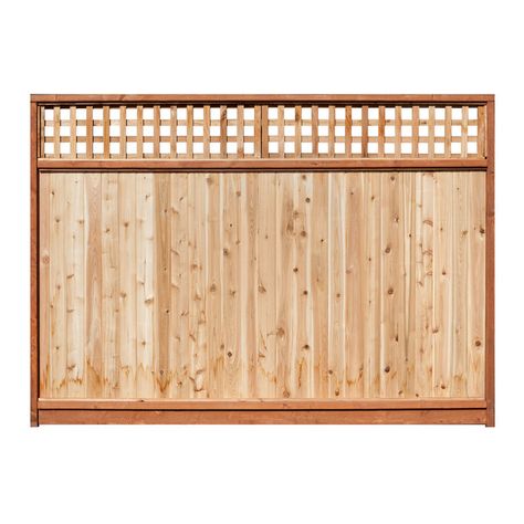 Shop 6-ft x 8-ft Western Red Cedar Lattice-Top Wood Fence Panel at Lowes.com Fence With Lattice Top, Cedar Paneling, Picket Fence Panels, Privacy Fence Panels, Square Lattice, Pallet Fence, Lattice Fence, Fence Styles, Cedar Fence