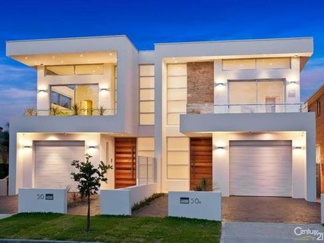 modern duplex designs - Google Search: Duplex House Design Exterior, Row House Design, Houses Modern, Dual Occupancy, Townhouse Exterior, Two Story House, Duplex Design, Townhouse Designs, Duplex House Plans