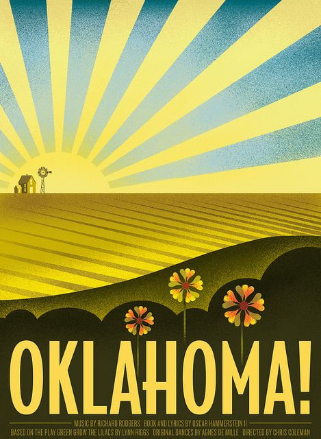 Oklahoma!  Portland Center Stage - illustration by Julia McNamara #oklahomamusical Stage Poster Design, Oklahoma Wallpaper, Stage Illustration, Oklahoma Painting, Oklahoma Illustration, Oklahoma Artwork, Oklahoma Musical, Vintage Oklahoma Posters, Okie Girl