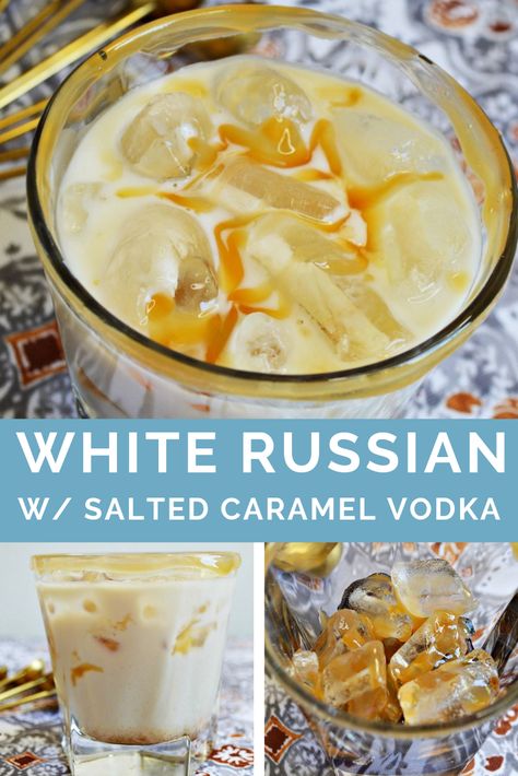 Prepare for an unforgettable gustatory experience as we guide you in crafting the perfect Caramel White Russian Cocktail. Find out how simple ingredients like Salted Caramel Vodka and Kahlua can transform a typical White Russian into an opulent treat.  So why wait? Reward yourself and discover why this version of the White Russian Cocktail is the ultimate indulgence you deserve. #CaramelWhiteRussian #SaltedCaramelVodka #FallCocktail #myturnforus #SaltedCaramelVodkaKahlua #WhiteRussian Salted Caramel Liquor Recipes, Carmel Vodka Recipes, Carmel Vodka Drinks, Carmel Vodka, Caramel White Russian, Salted Caramel Vodka, White Russian Recipes, White Russian Cocktail, Caramel Vodka