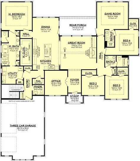 Ranch House Plan - 4 Bedrooms, 3 Bath, 3044 Sq Ft Plan 50-382 Ranch House Remodel, Floor Plans Ranch, Ranch Remodel, Ranch Style House, House Plans One Story, Ranch House Plan, Monster House Plans, 4 Bedroom House Plans, Texas Ranch