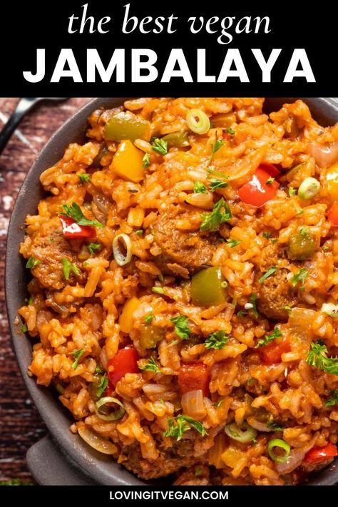 Vegetarian Jambalaya, Vegan Cajun, Vegan Jambalaya, Rice And Veggies, Sausage Rice, Rice Recipes Vegan, Vegan Soul Food, Vegan Rice, Jambalaya Recipe