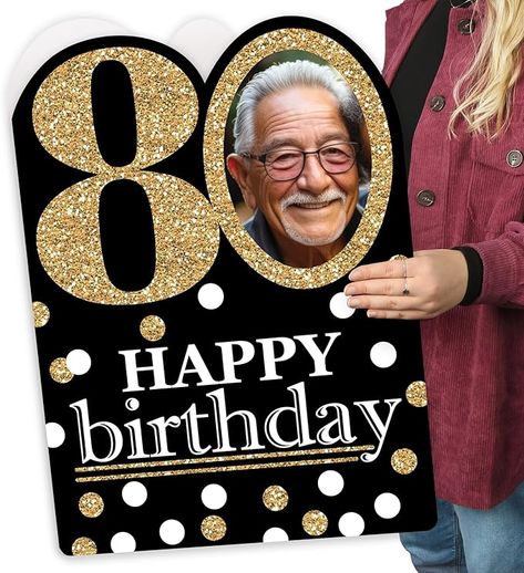 Amazon.com: Big Dot of Happiness Adult 80th Birthday - Gold - Happy Birthday Giant Greeting Card - Personalized Photo Jumborific Card - 16.5 x 22 inches : Bürobedarf & Schreibwaren Happy 80th Birthday, Giant Card, Birthday Gold, Photo Work, Money Cards, Big Dot Of Happiness, Birthday Pictures, 80th Birthday, 80 Years