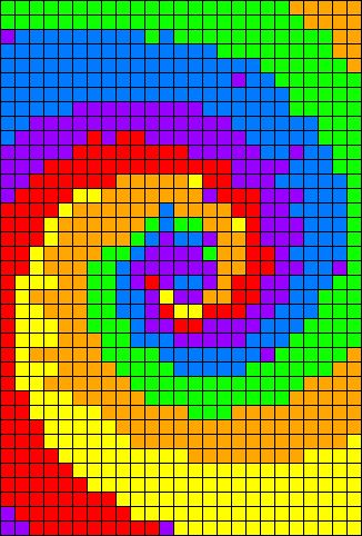 Swirl Pixel Art, Trippy Checkered Pattern, Pixel Art Rainbow, Graph Paper Designs, Hippie Summer, Graph Paper Drawings, Rainbow Quilt, Pixel Crochet, Graph Paper Art