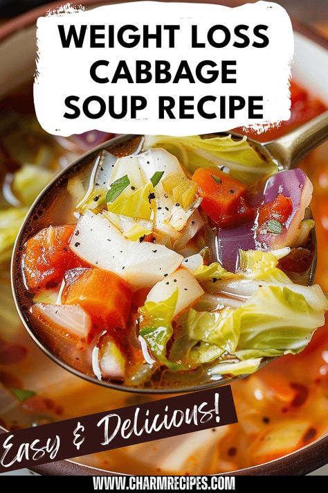 Looking to shed some pounds? Try this easy Weight Loss Cabbage Soup Recipe! Packed with low-calorie ingredients, this delicious soup promotes fat burning while providing essential nutrients. Perfect for cozy dinners or a light lunch, it's filled with flavors that satisfy your cravings without derailing your nutrition goals. Simple to prepare with common ingredients, this health-boosting soup can be a fantastic addition to your weight loss meal plan. Enjoy a hearty, comforting dish that supports your journey to better health. Best Diet Soup Recipes, Soups For Fasting, No Calorie Soup, Cabbage Weight Soup, Weight Watchers 0 Point Soup, Bariatric Vegetable Soup, Fat Burning Cabbage Soup Recipes, Detox Cabbage Soup Fat Burning, Cabbage Fat Burning Soup Recipes