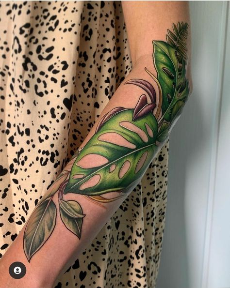 Earth Lover Tattoo, Plant Tattoo Ideas, Tropical Flower Tattoos, Botanical Tattoo Design, Men Flower Tattoo, Tropical Tattoo, Mother Nature Tattoos, Flower Tattoo Ideas, Floral Tattoo Sleeve