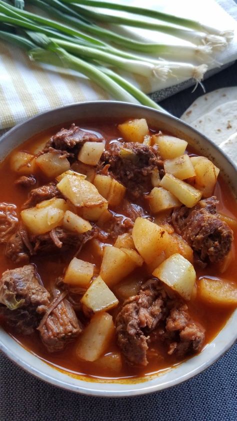 Red Chile Stew - Powered by @ultimaterecipe Red Chili Stew With Potatoes, Red Chile Stew New Mexico, New Mexico Red Chilli, Red Chili Stew Recipes, Christmas Beef Stew, New Mexico Red Chili Recipes, Red Chili Stew, Red Chile Recipes, Chili Stew Recipe