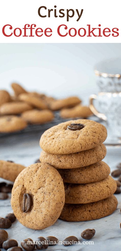 Crunchy Cookies Recipes Easy, Koffie Koekies Resep, Coffee Biscuits Recipe, Crispy Cookies Recipe, Cookies For Coffee, Crunchy Cookies Recipe, Mint Cookies Recipe, Pinecone Cookies, Coffee Bean Cookies