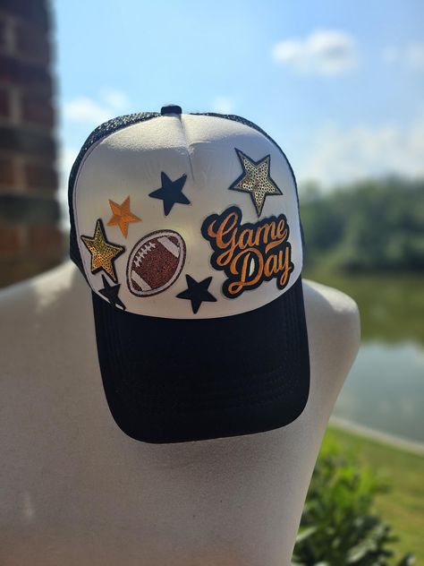 Game Day Trucker Hat, TN, black and white mesh hat Sporty Game Day Trucker Hat For Baseball, Fun Trucker Hat For Game Day, Trucker Baseball Cap For Game Day, Game Day Trucker Hat With Embroidered Logo, Team-colored Trucker Hat With Visor For Game Day, Football Trucker Hat With Patches, Football Mom Outfit, Mesh Hat, White Mesh