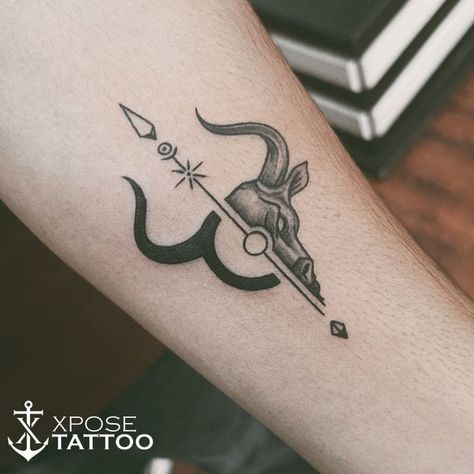 Sagicorn Tattoo, Taurus Tattoo Designs For Women, Taurus Symbol Tattoo Men, Unique Taurus Tattoo Ideas For Women, Tattoo Zodiac Taurus, Tattoos For Taurus, Unique Taurus Tattoo Ideas, Taurus Sign Tattoo, Taurus Tattoo Men