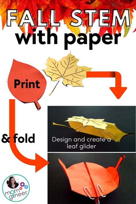 Create a leaf glider! Print, fold, and fly! This simple STEM challenge can be used with a wide range of grades and is great for fine motor skills practice too! Leaf Stem Activities, Simple Stem Projects, Fall Stem Challenges, Steam Activities Elementary, Simple Stem Challenges, Fall Stem Activities, Stem Activities For Kids, Raking Leaves, Stem Lesson