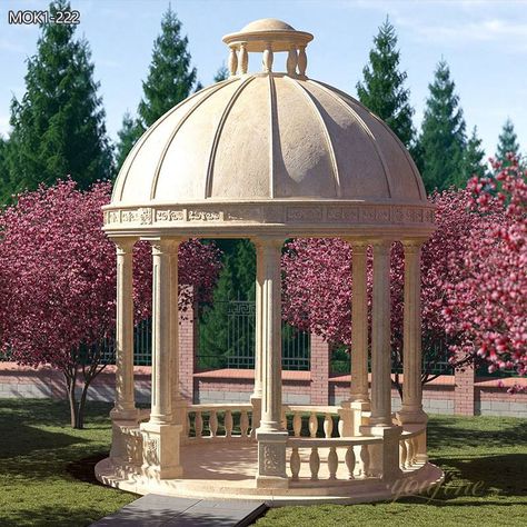 Spanish Gazebo, Gazebo Garden Ideas, Gazebo Design Outdoor, Gazebo Architecture, Landscape Gazebo, Round Pavilion, Circular Gazebo, Circular Pavilion Architecture, Gazebo Circular