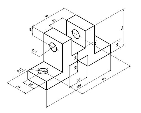 Technical drawing is created to practice in CAD programs. Video tutorial includes, click picture of link to see all steps to create this drawing. You can follow my pins to see more drawings. Isometric Drawing Exercises, Autocad Isometric Drawing, 3d Autocad, Isometric Drawing, Concrete Column, Drawing Exercises, 3d Drawings, Autocad Drawing, Cad Drawing