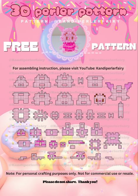 Perler Bead 3d Patterns, 3d Perler Bead Patterns, Perler Pattern, Hama Beads 3d, Easy Perler Bead Patterns, Melty Bead Patterns, Easy Perler Beads Ideas, 3d Perler Bead, Perler Art