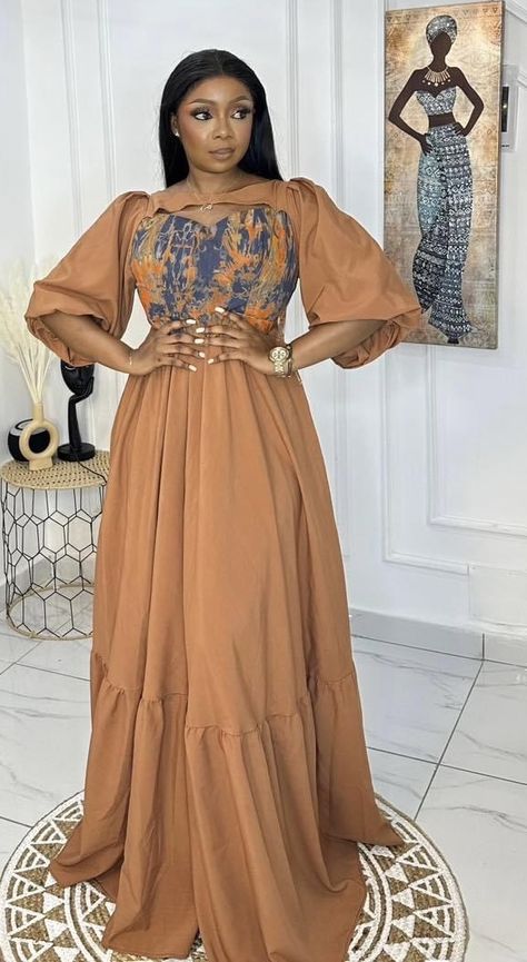 Ankara Long Gown Styles For Muslims, Abaya Gown Styles In Nigeria, Ankara Maxi Dress Classy 2022, Soie Wax Model, Model Robe Voile Asli, Chitenge Outfits, Islamic Fashion Dresses, Casual Elegant Style, Modest Dresses Fashion