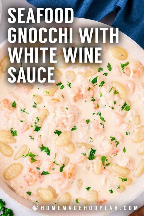 Seafood Gnocchi, Seafood Pasta White Wine, Fresh Fish Recipes, Wine Cream Sauce, White Wine Cream Sauce, Delicious Seafood Recipes, Italian Pasta Dishes, Best Seafood Recipes, Easy Seafood