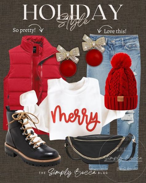 Simply Becca Jessica Fletcher Style, Red Vest Outfit, Orange Blazer Outfits, Austin Outfits, Slip Skirt Outfit, Casual Christmas Outfits, Gatsby Outfit, Christmas Outfits For Women, Christmas Fashion Outfits