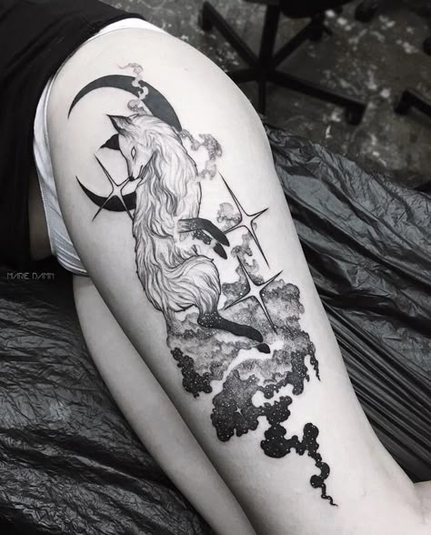 Stag Tattoo, Mario Tattoo, Upper Back Tattoos, Wing Tattoo Designs, Hip Tattoos Women, Heart Tattoo Designs, Fox Tattoo, Tattoo Illustration, Wolf Tattoos