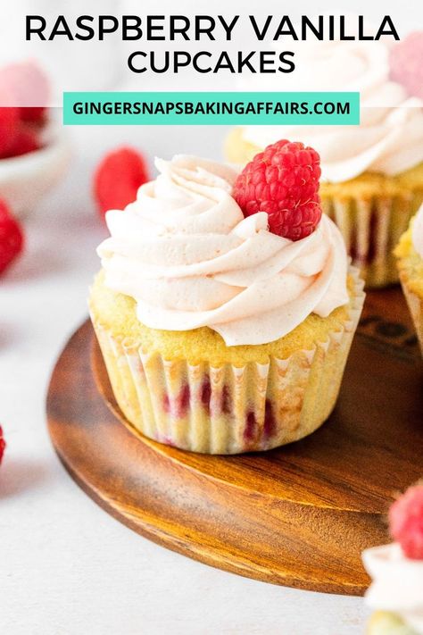 These Raspberry Cupcakes are super soft and moist vanilla cupcakes that have fresh raspberries folded into the batter. They're also topped with a raspberry frosting that has raspberry puree in it! White Cake Cupcakes, Raspberry Cupcake Recipes, Moist Vanilla Cupcakes, Raspberry Puree, Raspberry Frosting, Almond Muffins, Chocolate Frosting Recipes, Raspberry Cupcakes, Cake Recipes Easy Homemade