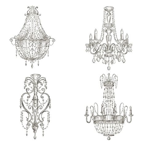 Chandelier Sketch, Couture Stores, Chandelier Drawing, Chandelier Painting, Chandelier Tattoo, Diwali Light, Chandelier Art, Calming Bedroom, Fancy Lights