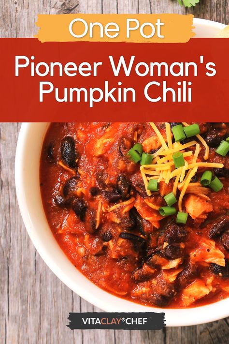 Pioneer woman’s Pumpkin chili modified for VitaClay one pot. Super flavorful and delicious! #chilirecipes Pioneer Woman Pumpkin Chili, One Pot Pumpkin Chili, Pumpkin Chilli, Vitaclay Recipes, Pumpkin Chili, Healthy Kidneys, James Decker, Easy Slow Cooker Recipes, Work Lunch