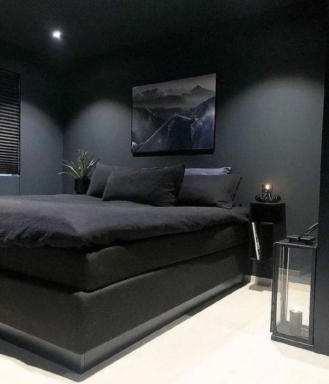 Bedroom Ideas Men, Black And Grey Bedroom, Minecraft Decoration, Black Bedroom Design, Black Bedroom Decor, Loft Interior, Weekend Mood, Dark Bedroom, Mens Bedroom