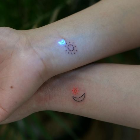 Small Colorful Tattoos, Maching Tattoos, Neon Tattoo, Uv Tattoo, Friendship Tattoos, Cute Little Tattoos, Discreet Tattoos, Subtle Tattoos, Dope Tattoos