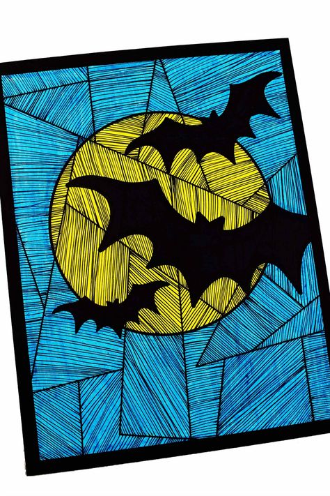 Bat Painting, Halloween Art Lessons, Halloween Art Projects, Fall Art Projects, Acrylic Painting Ideas, 6th Grade Art, 4th Grade Art, Classroom Art Projects, Halloween Arts And Crafts