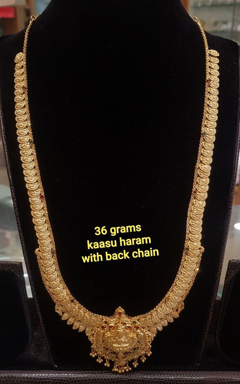 Light Weight Gold Haram Designs, Laxmi Kasula Haram, Kasulaperu Latest Designs With Weight, Light Weight Haram Designs Gold, Haram Designs Gold Latest Long With Weight, Kasu Haram Designs, Gold Long Haram Designs In 40 Grams, Light Weight Kasulaperu Designs, 40grams Gold Haram