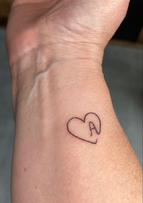 Hartje met letter A Lower Case A Tattoo, Tattoos With The Letter A, Tattoo With Letter A, A Tattoo Letter Initial, Letter A Tattoo Ideas, A Initial Tattoo, S Letter Tattoo, A Tattoo Letter, A Letter Tattoo