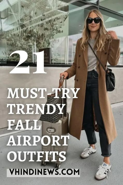 21 Comfy & Trendy Fall Airport Outfits: Must Try Best Airport Outfits for Fall Season 47 Autumn Airport Outfit, Fall Airport Outfit Comfy, Airport Outfit Fall Comfy, Airport Outfit Autumn, Travel Outfit Plane Fall, Cute Plane Outfit, Comfy Airport Outfit Winter, Jeans Travel Outfit, Leggings Travel Outfit