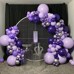 @fine.party • Instagram photos and videos Purple Balloon Arch, Purple Party Decorations, Purple Balloon, Bachelor Party Decorations, Silver Balloon, Purple Balloons, Purple Birthday, Birthday Party For Teens, Purple Party