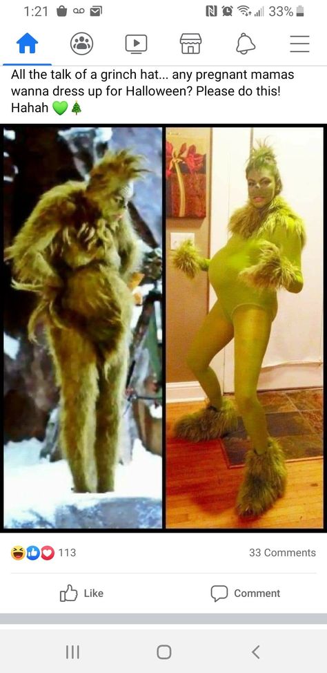 Grinch Costumes, Pregnant Halloween Costumes, Diy Kostüm, Pregnant Halloween, Cute Halloween Costumes, Couple Halloween, Halloween Make, Some Funny Jokes, Couple Halloween Costumes