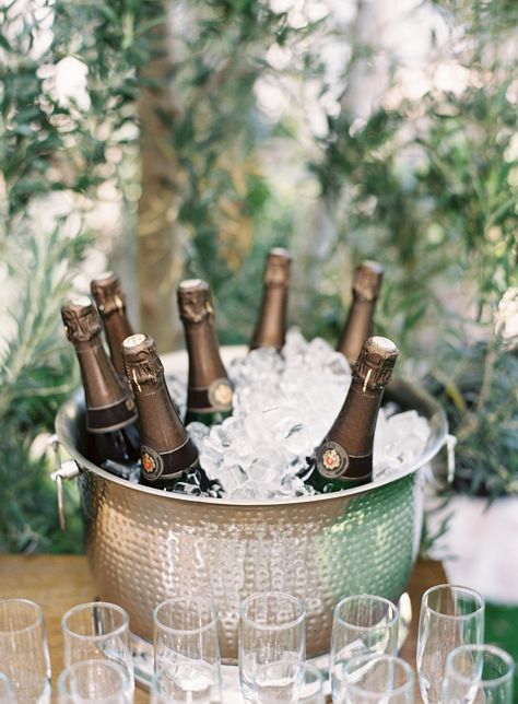 Elegant Backyard, Wedding Drink Station, Drink Bucket, Bubbly Bar, Chic Vintage Brides, Wedding Champagne, Champagne Bucket, Champagne Party, Champagne Bar