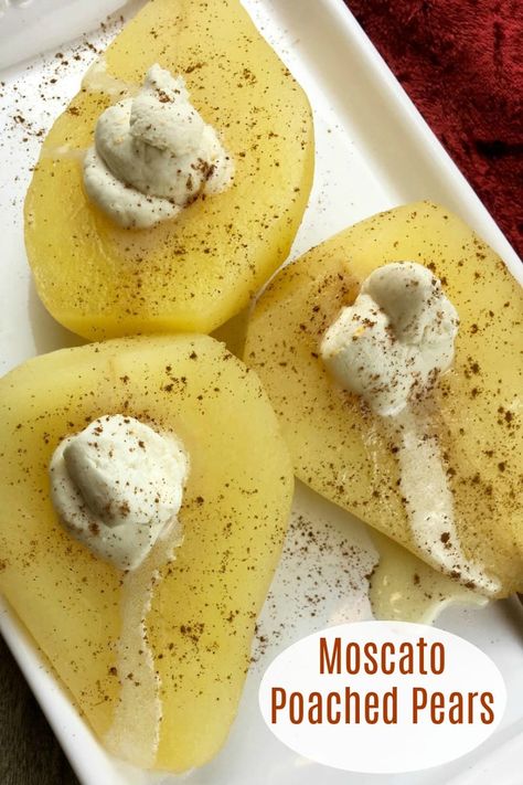 Honey and Moscato Poached Pears with Mascarpone Cream Recipe #PoachedPears #Recipe #Mascarpone #Moscato Marscapone Cream, Mascarpone Cream Recipe, Honey Mascarpone, Poached Pears Recipe, Sweet White Wine, Mascarpone Cream, Poached Pears, Pear Recipes, Moscato