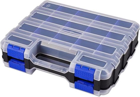 Hardware Organizer Box 34 Compartments Small Parts Organizer with Removable Dividers Durable Plastic Double Side Tools Box Screw Organizer For Nuts, Bolts, Screws, Nails, Small Hardware (Blue) - Amazon.com Screw Organizer, Parts Organizer, Hardware Organizer, Small Parts Storage, Small Parts Organizer, Tools Box, Tool Box Organization, Tool Box Storage, Plastic Organizer