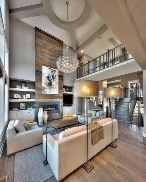 Transitional Living Room Design, Modern Farmhouse Living Room Decor, High Ceiling Living Room, Farmhouse Living Room Decor Ideas, Modern Farmhouse Living, Transitional Living, Modern Farmhouse Living Room, Room Ceiling, Living Room Ceiling