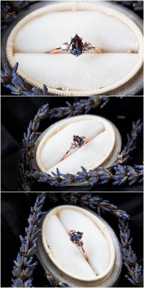 Engagement Ring Pear, Ring Rosegold, Princess Ring, Alexandrite Engagement Ring, Alexandrite Ring, Pear Engagement Ring, Three Stone Engagement, Three Stone Engagement Rings, Put A Ring On It